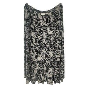 VTG Chicos Travelers Midi Maxi Skirt Slinky Floral Dark Romance Gothic USA Sz 3